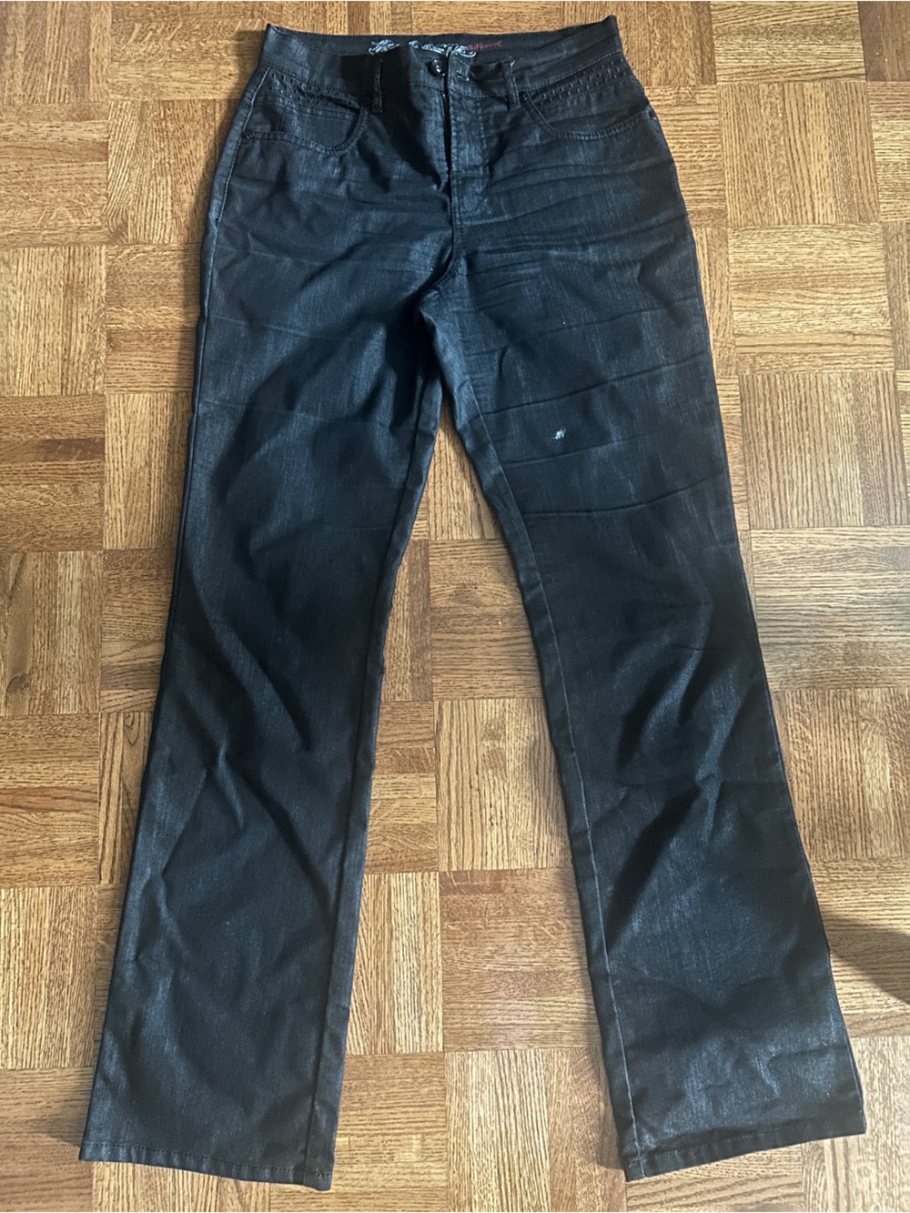 Black Denim Wash with Embroidered Waistband